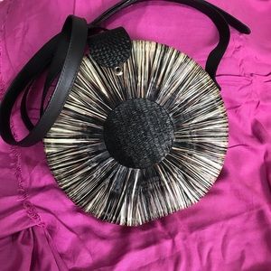 Unique round body bag (made of straw rattan) weave